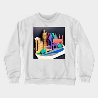 3D Effect Papercut Art - Cityscape Scene Crewneck Sweatshirt